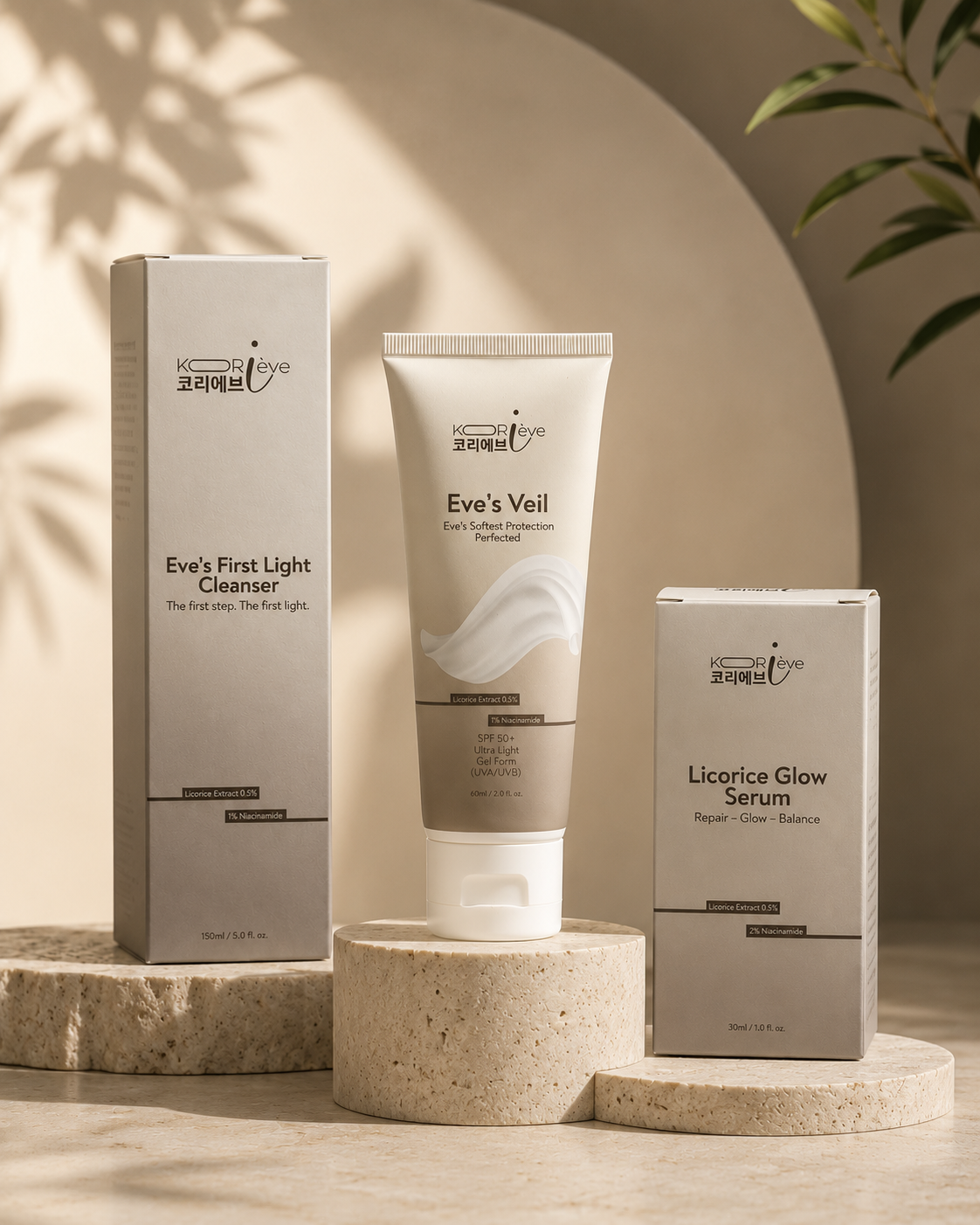 "Korieve. The Glow Routine, Simplified."