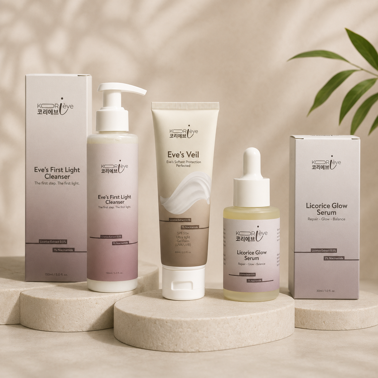 "Korieve. The Glow Routine, Simplified."